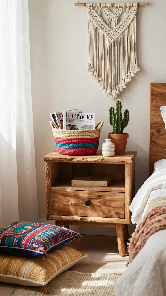 12 Bedroom Nightstand Ideas for Every Style and Space - 2. Boho Chic 1